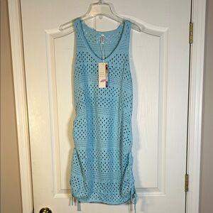 Dokotoo Light Blue Crochet Swim Coverup size large